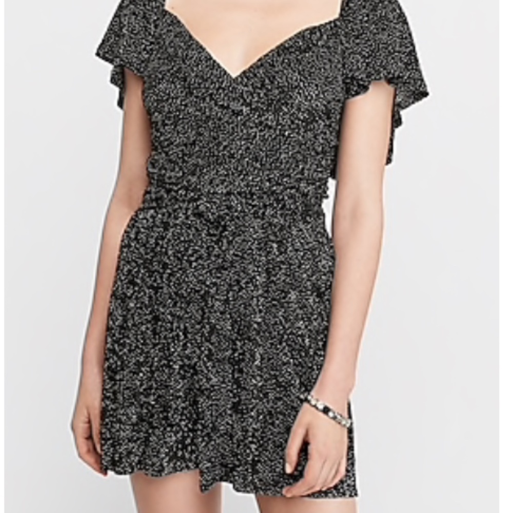 Pleated Wrap Front Romper - Black & White